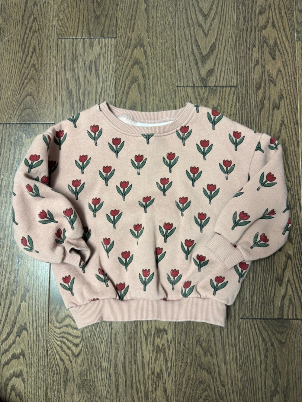 Zara Pink Floral Kids Sweatshirt tulip size 4